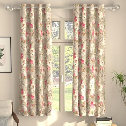 Image of Urban Space Blackout Curtains 5 Feet Set of 2 for Window, 80-85% Light Blocking Curtains for Living Room, Digital Printed Curtains with Eyelets, Tieback Included (Flora nova Grey, 5 Feet)