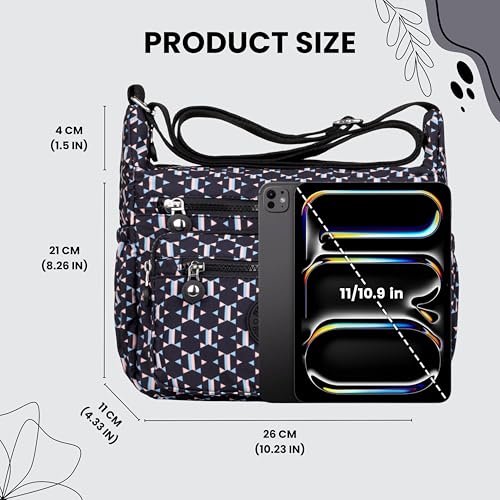 Image of Women's Crossbody Sling Bag | Multi Pocket Water Resistant Handbag for Ladies | Shoulder Purse with Spacious Interior & Adjustable Strap, Perfect for Travel, Shopping | 10 Pocket Organier