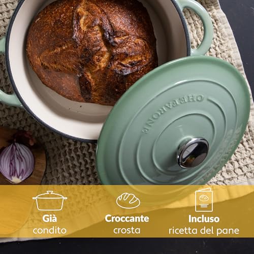 Chefarone Cocotte Casseruola Ghisa smaltata 26 cm 4,7 L - Dutch Oven con Coperchio – Pentola Multiuso per Pane Arrosti Stufati e Cotture in Forno - compatibile Induzione - immagine 4