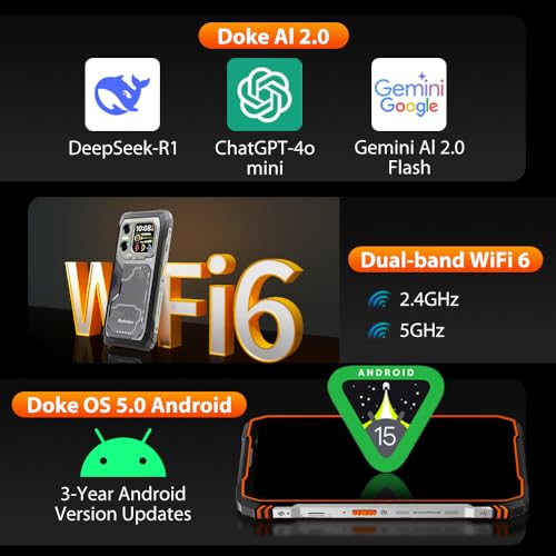 Blackview Xplore X1 5G Outdoor Handy ohne Vertrag Android 15, 36GB+256GB/2TB 10000mAh Baustellenhandy, 6,78" FHD+ Doppelbildschirm, 108MP+50MP, Outdoor Smartphone Wasserdicht/NFC/OTG/Gemini AI,Orange – Bild 3