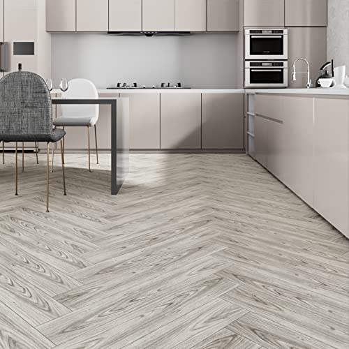 Stickyart Vinyl Flooring Peel and Stick Wood Plank Flooring 6"x36" Grey Self Adhesive Natural Wood Grain Vinyl Flooring Waterproof Stick on Flooring Tiles for Bathroom Kitchen Bedroom Rustic 4-Piece