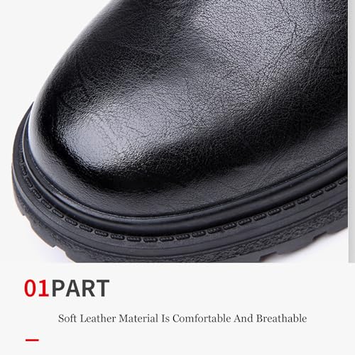 Men's Genuine Leather Lace-Up Oxfords,Fashion Round Toe Casual Dress Shoes,Comfortable Non-Slip Low Top Work Shoes4
