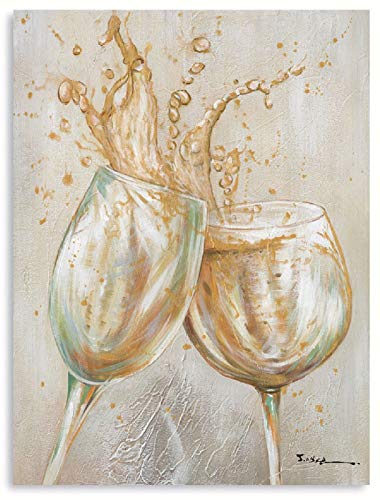 ATELIYISHU Canvas Wall Art Wine Glass Picture Decor Rustic Wine Bar 12'X16' Modern Abstract Painting