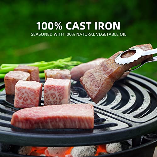 Ironmaster Pre-Seasoned Cast Iron Hibachi Grill, Small Portable Charcoal Grill For Outdoor Tabletop Camping, Bbq Grill Grate Surface 13.2" Perfect For 3-4 People #TOP3