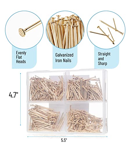 Image of Mr. Pen- Nail Assortment Kit, 600 Pcs, 4 Sizes, Gold Picture Hangers