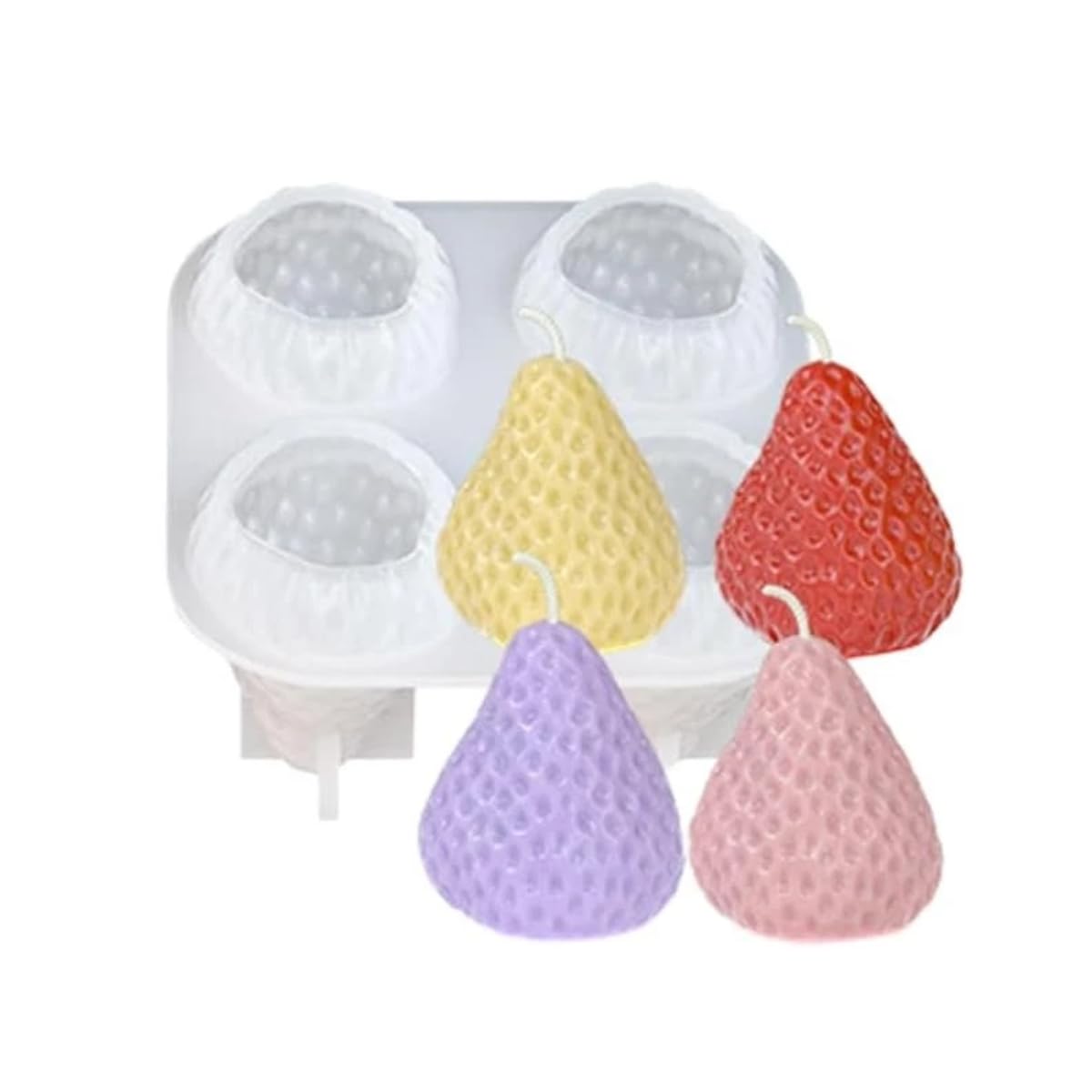 3D Strawberry Silicone Mold Fruit Candle Molds for Candle Making Supplies Cute Strawberries Silicone Molds for Resin Home Decorations Fruit Plaster Crafts Cake Decor Strawberry Molds-image-21