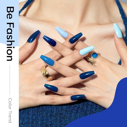 Image of DUDUSTRONG Bolt Bee Gel Glossy Finish Nail Polish Kit Blue Gel Nail Polish - 6 Colors Blue Gel Polish Summer Nail Art French Manicure Diy For Women (A1 Dolphin Kiss (137+51+18+54+57+59), 90 Ml