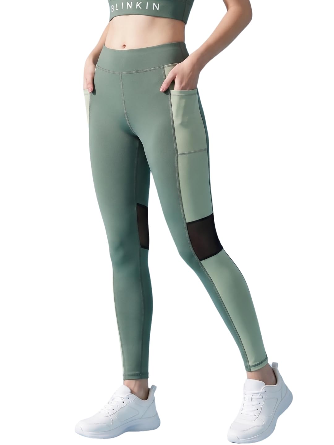 BLINKIN Pantalones deportivos ajustados de mezcla de poliéster para mujer