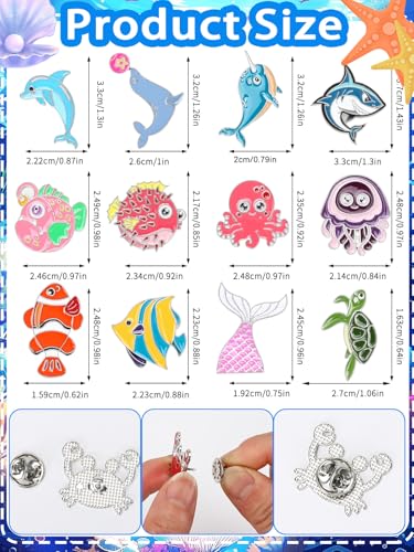 Image of JUNEBRUSHS 28PCS Ocean Sea Animal Enamel Pins Cute Fish Sea Creature Brooch Pins for Ocean Theme Party Classroom Favor Supplies Exchange Gift Clothes Hat Accessories