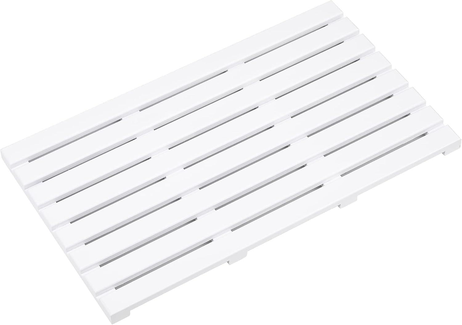 Mantrraj Bamboo Duckboard Bath Mat Anti Slip Mat SpaBathShower Bathroom Decor Easy To Clean Water Resistant Shower Mat White from B&Q