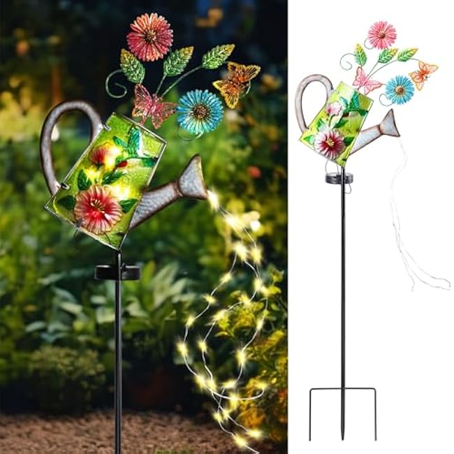 Bshine Solar Watering Can with Light, Hummingbird Solar Light Outdoor Garden Decoration for Porch Path Yard Decoration Lawn Ornaments Gardening Gift