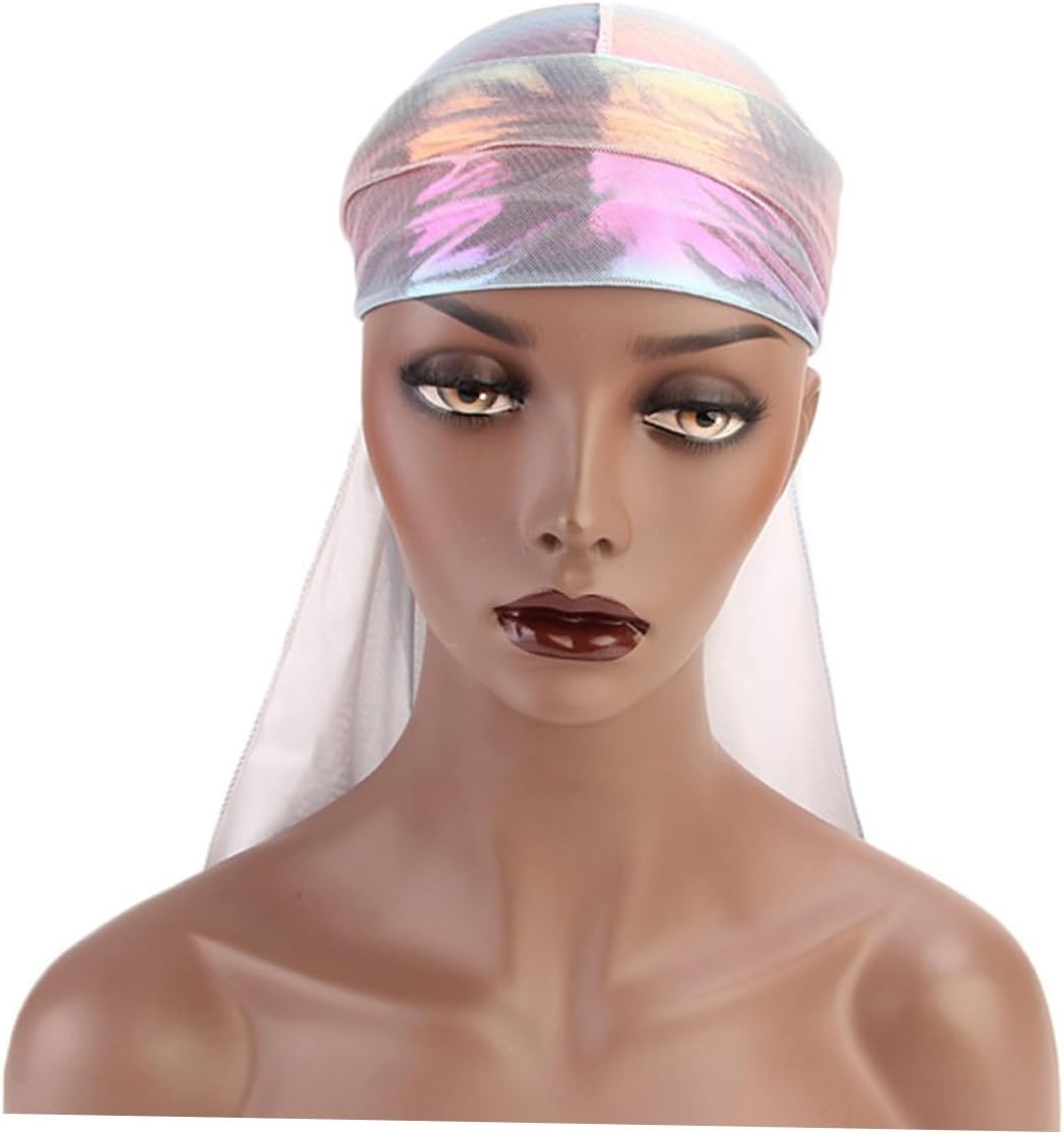 Holibanna 9pcs Women Tail Turban Hair Scarf Soft Simulated Silk Fabric Reflective Colors for Home Outdoor Wear Sky Golden Comfortable Stylish Headwraps