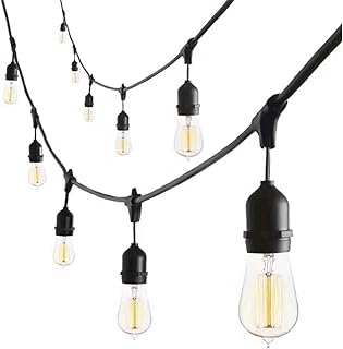 25FT LED Outdoor Patio String Lights.IP65 Water Proof Strand with 12 Sha...