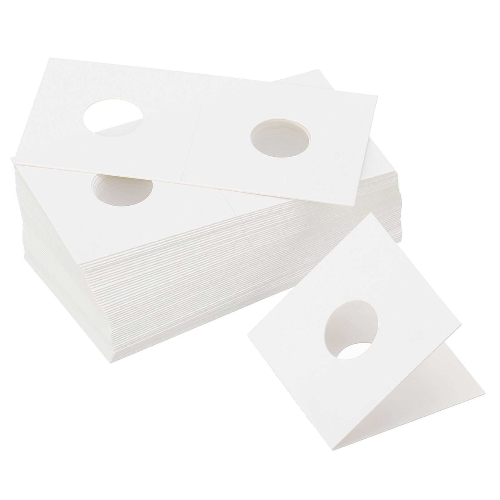 PATIKIL 2x2 Coin Flips, 400 Pack 17.5mm Cardboard Coin Holder Paper Coin Holders, White