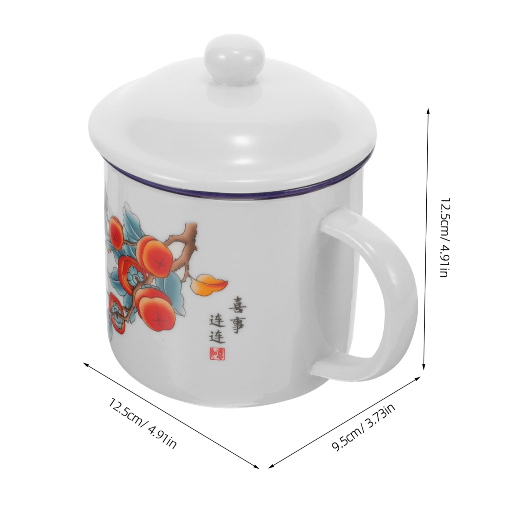 Emaillebecher Kaffeebecher Retro Vielseitiger Vintage mit Deckel aus Emailliertem Stahl für Outdoor Camping und Bürogebrauch