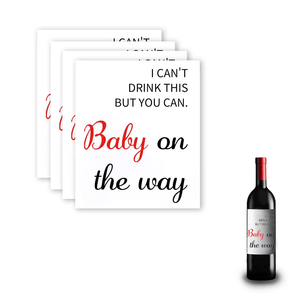 Sisadodo Pregnancy Announcement Wine Bottle Lables I Can't Drink But You Can Babay Announcements Pregnancy Reveal Wine Labels Funny Cogratulations Alcohol Bottle Stickers for Husband Friends 4PCS