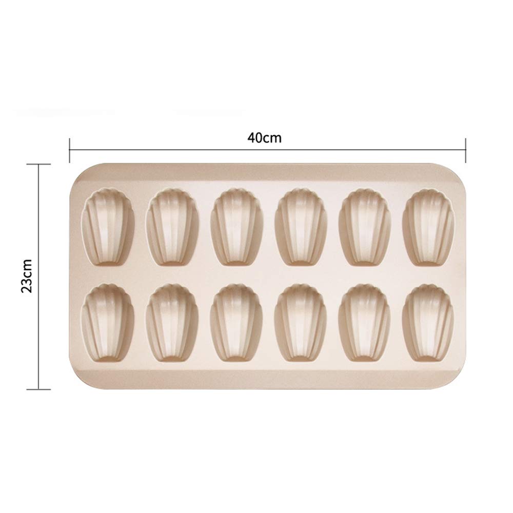 AIKENR Nonstick Madeleine Pan, 12 Cavity Shell Shape Carbon Steel Baking Cake Mold Pan Oven Baking
