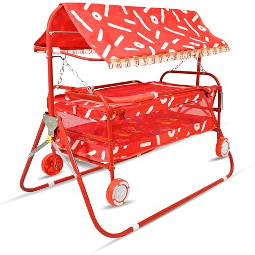 Image of AVANI METROBUZZ Baby Folding Cradle Swings Jhula Palna Comfortable Sleep with Mosquito Net for 0-15 Months Infant & Toddlers Newborn Babies