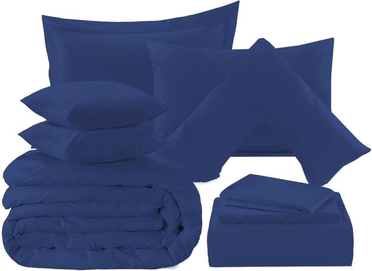 KARKARM Plain Dye Royal Blue Bedding Set, Complete Bedding Collection, Royal Blue Bed Linen Sets (Double, Duvet Cover Set)