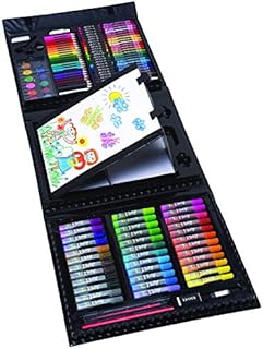 Art 101 USA Budding Artist 154 Pc Junior Artist Trifold Easel Art Set, Includes markers, crayons, oil pastels, watercolor paints, and colored pencils, Case includes pop up easel, Portable Art Studio , White