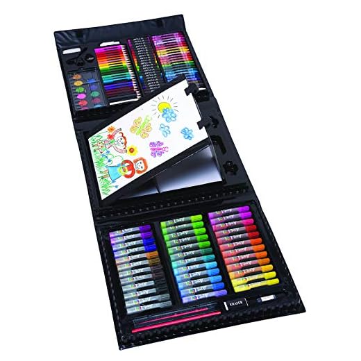 Art 101 USA Budding Artist 154 Piece Junior Artist Trifold Easel Art Set, White