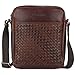 Bugatti Woven Sacoche Homme Bandouliere Cuir, Pochette Tablette 10 Pouces, Sacs à Main Cuir Veritable, Petit - Marron
