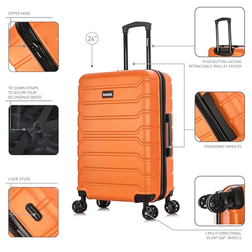 Image of InUSA TREND 24-Inch Medium Hardside Spinner Luggage Lightweight Orange