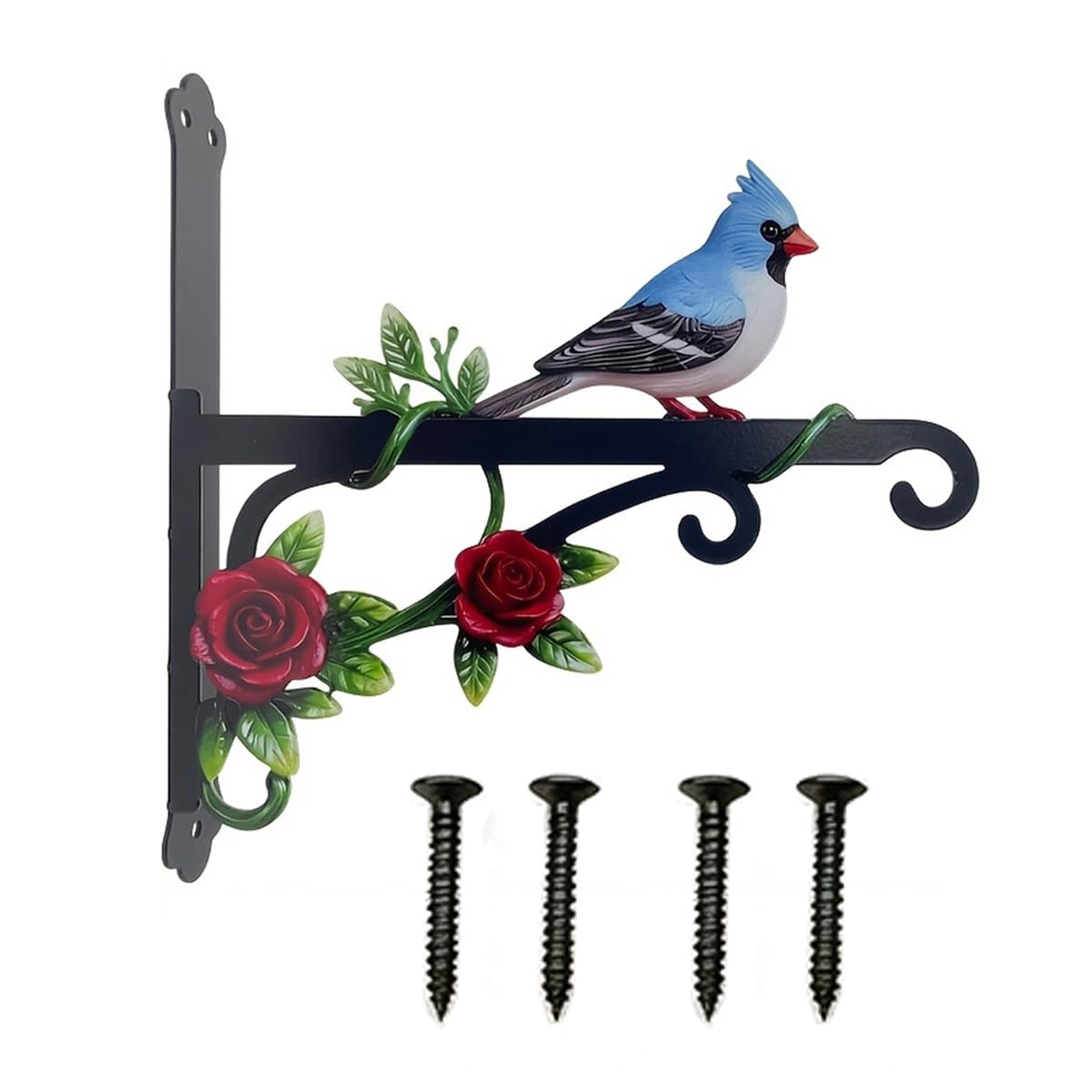 Metal Plant Hangers Outdoor Hanging Basket Brackets with Bird Design (A)