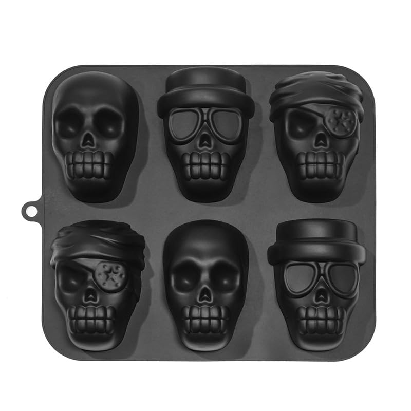 ZeaoqiT Halloween Skull Cake Pan Silicone Large Size Skull Baking MoldsBaking Skull Cake Molds for Chocolate Pudding Cakes Jello Candy Black