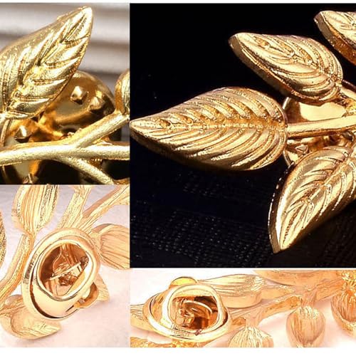 Image of Wheat Leaf Brooch Pin, Shirt Lapel Pin, Men's Collar Brooch, Double Leaf Collar Brooch for Men's Suit, Lapel, and Women's Business Accessories