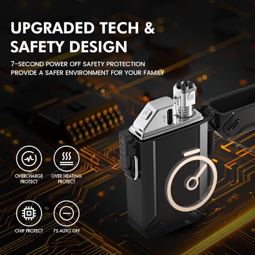 Dual Arc USB Rechargeable Electric Camp Lighter with Retractable Flexible Long Neck Waterproof Windproof Lighter for Outdoor, Grill and Candle (Black) — view 6