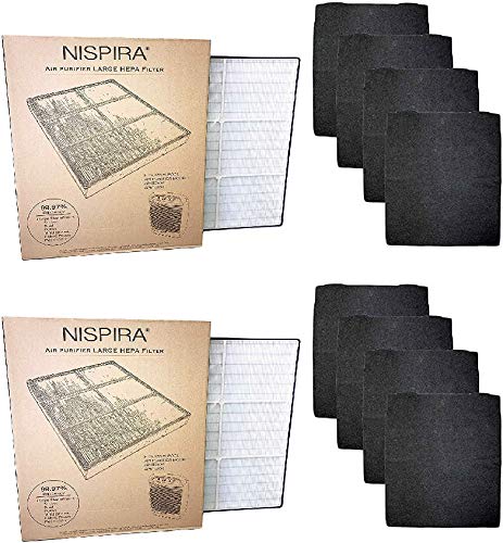 Nispira True HEPA Carbon Pre Filter Set Compatible with Whirlpool Whispure Large Air Purifier 510 AP510, AP530, AP450, AP45030HO, AP45030K, AP51030K & AP51030KB. Compared to part 1183054K 1183054 8171434K 8171434. 2 Packs