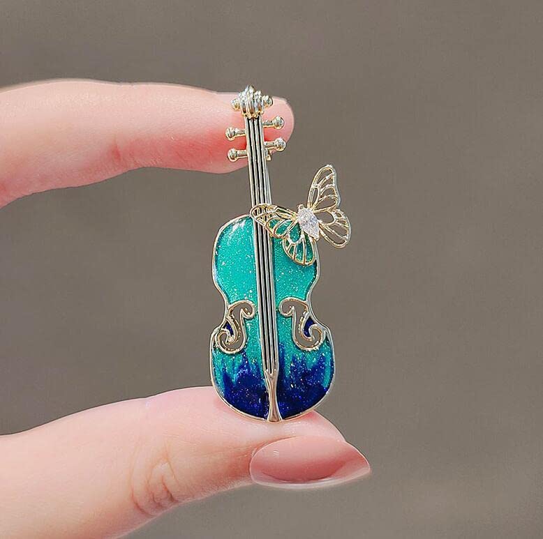 Image of 2 Pieces Fashion Ballerina&Violin&Cherry Blossom&Pipa&Peony Flower Brooch Woman High-end Artistic Temperament Pin Personality Cute Suit Coat With Accessories
