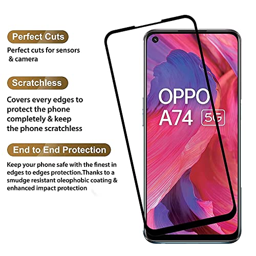 Image of HD Tempered Glass Screen Protector Compatible For Oppo A74 4G, A74 5G With Edge To Edge Coverage And Easy Installation Kit