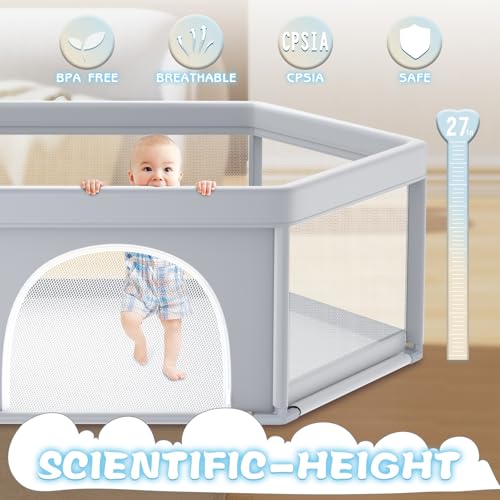 Image of besuhot Baby Playpen 65x65 Inch, Large PlayPen for Babies and Toddlers Hexagonal Type Baby Play Yards for Toddlers Infants