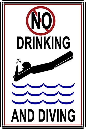Warnschild Lustiges Blechschild No Drinking and Diving 20x30 cm