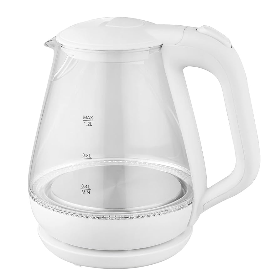 Amazon | [東京Deco] 電気ケトル ガラスケトル 1.2L ホワイト