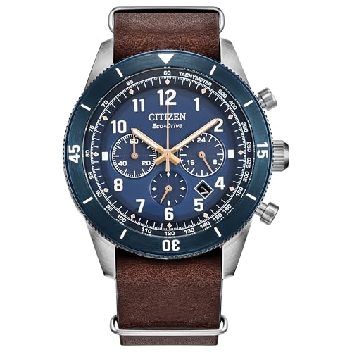 Citizen Mens Eco-Drive Terra Force Chronograph, Silver-Tone Stain...