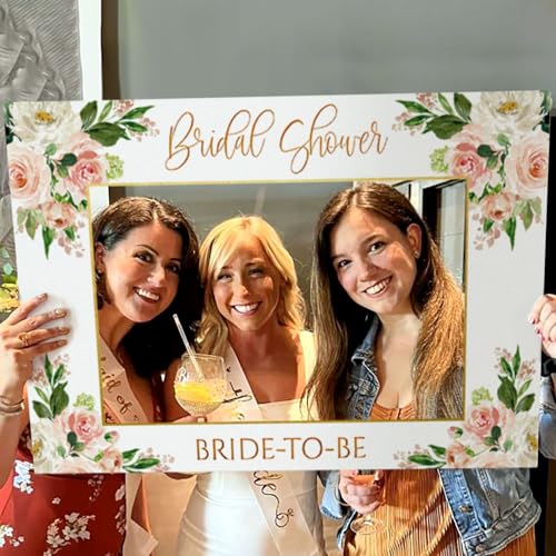 JeVenis Floral Bridal Shower Photo Booth Props Bride to Be Photo Booth Frame Floral Bridal Shower Party Supplies Hen Party Bachelorette Party Supplies