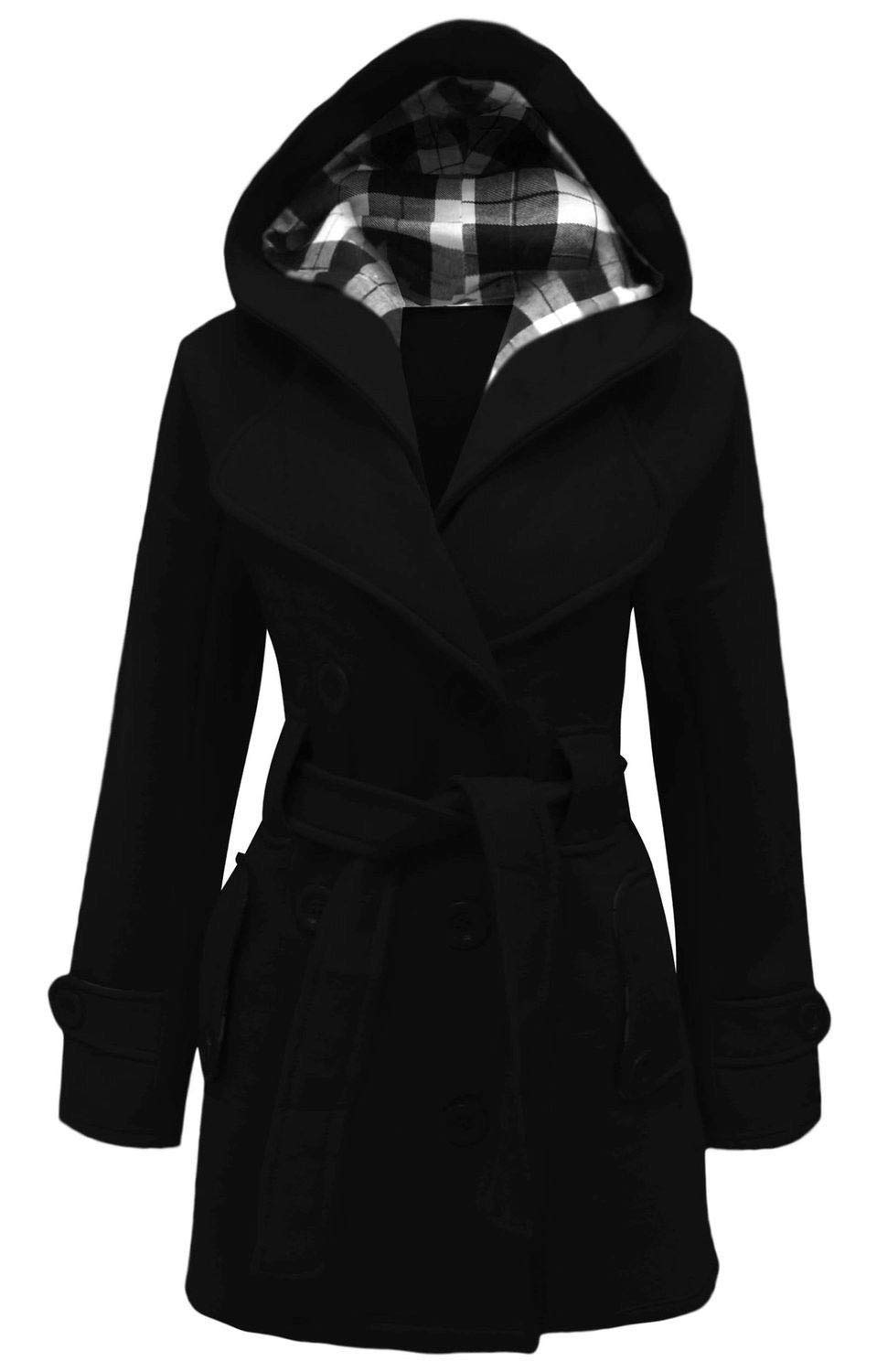 Genericladies Belted Long Coat Womens Girls Winter Hooded Warm