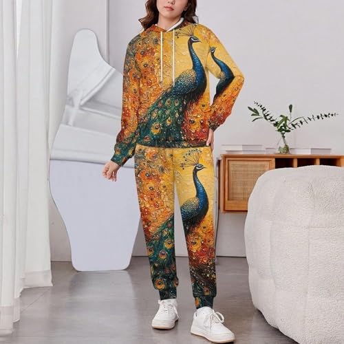 Boy's Girl's Hooded Tracksuit Pullover Sweatshirt Jogging Pants Sweatsuit, Peacock Galaxy Universe2