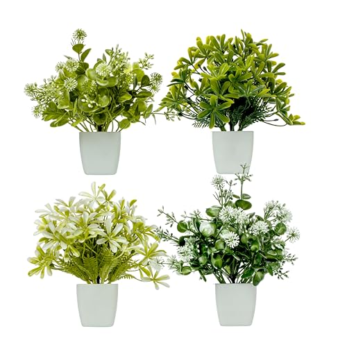 Image of JH Gallery Artificial Plants with Pot - Realistic Look, Durable Home Decor, Perfect Home Decoration Items for Living Room, Hall and Bedroom. Flower Pot for Stylish Interiors (Pack of 4)