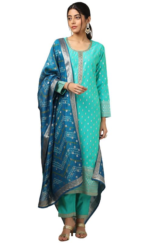 Image of Soch Womens Purple Crepe Floral Print Suit Set With Beads