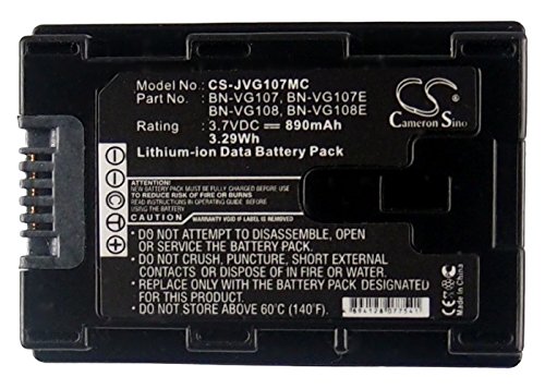 Image of 3.7v Compatible with Battery JVC BN-VG108U, BN-VG108USM GZ-MG750U, GZ-MG760, GZ-MG980, GZ-MG980-A, GZ-MG980-R, GZ-MG980-S, GZ-MS110, GZ-MS110BEK