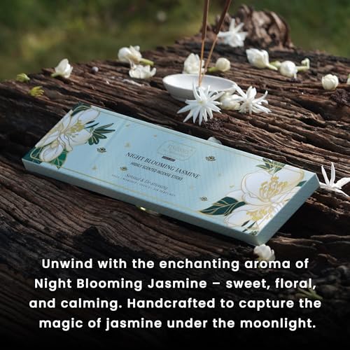 Image of NYASSA Highly Scented Jasmine Agarbatti /Incense Sticks - 50g, Night Blooming Jasmine Fragrance, Charcoal-Free Agarbatti for Pooja, Meditation, Home Freshness, Perfect for Special Occasions