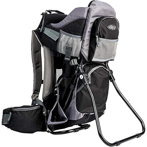 ClevrPlus Canyonero Camping Baby Backpack Hiking Kid Toddler Child Carrier with Stand and Sun Shade Visor, Black Cover