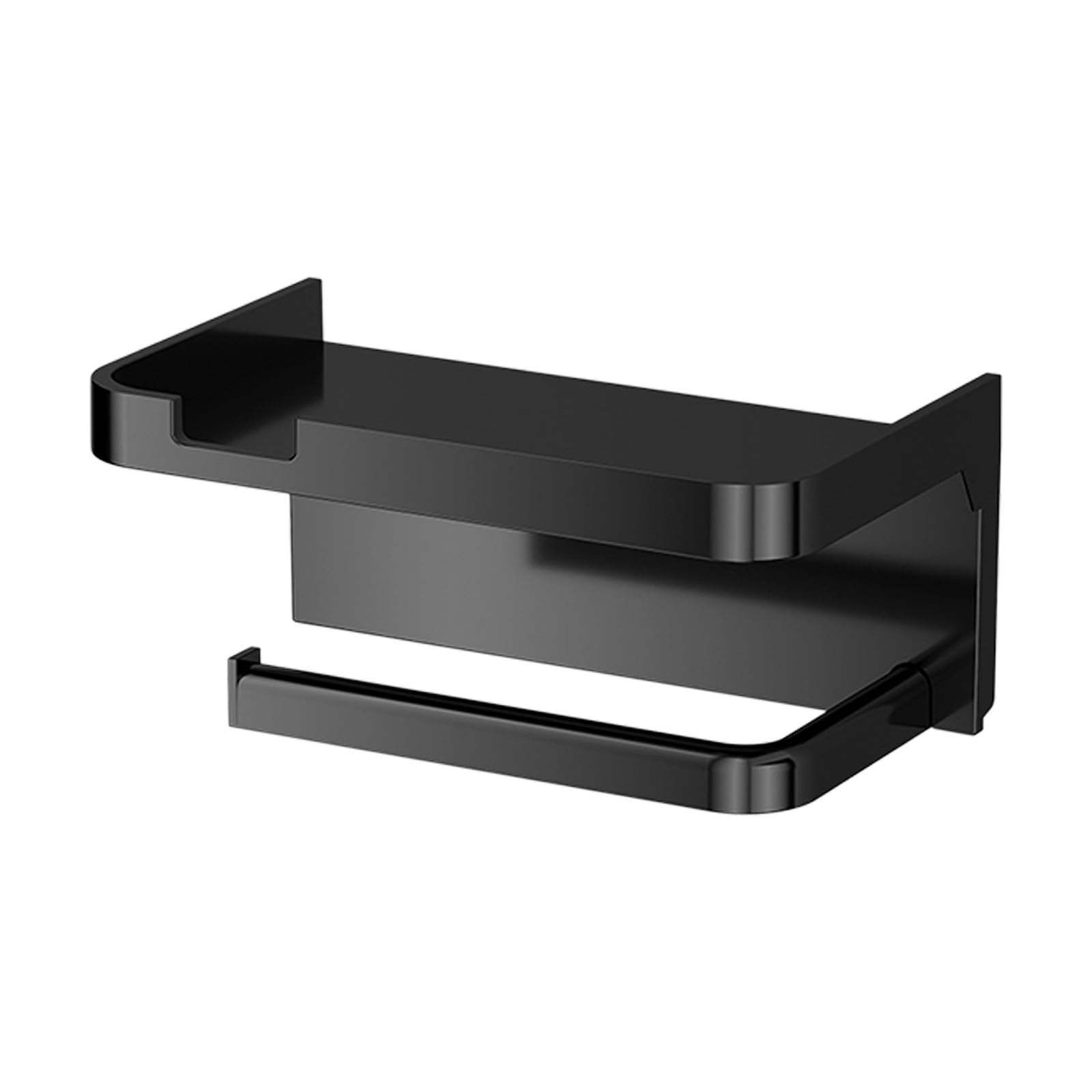 Qusinfc Modern Wall Shelf with Phone Stand and Toilet Roll Holder, Design, Easy Mounting for Bathroom Space Saving Multipurpose Wall Planner