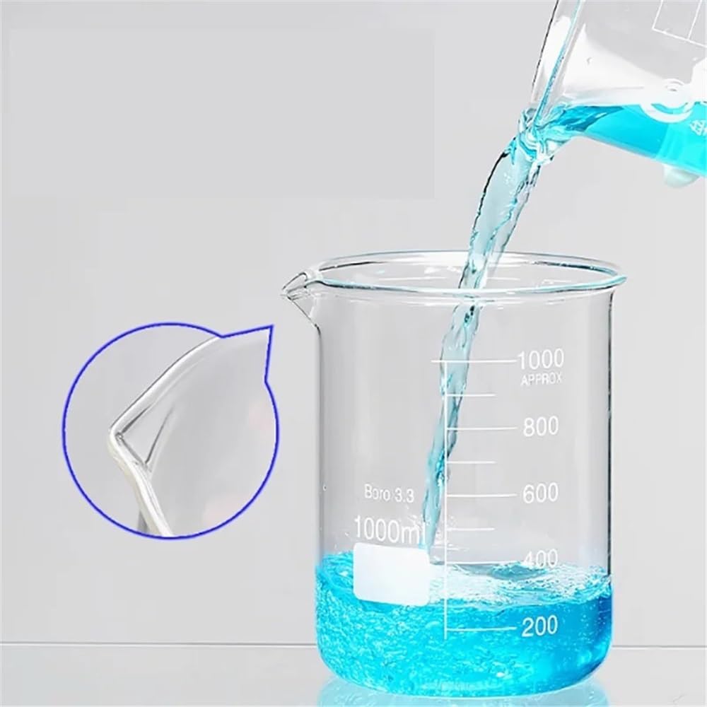 Vetreria da laboratorio Becher in vetro borosilicato ad alta resistenza alle alte temperature con manico, sperimentale, 250, 500, 1000 ml(300ml (4PCS))