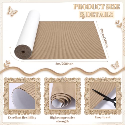 Image of MotiMind Corrugated Cardboard Roll, 36 x 200 Inch Single Face Cushioned