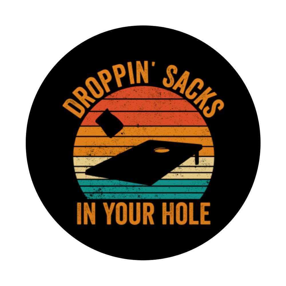Funny Cornhole Corn Hole Retro Droppin' Sacks In Your Hole PopSockets Swappable PopGrip, Black - Image 3